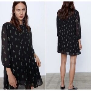 Zara Women's Annie Shift Black Dress Cactus‎ Print 2X